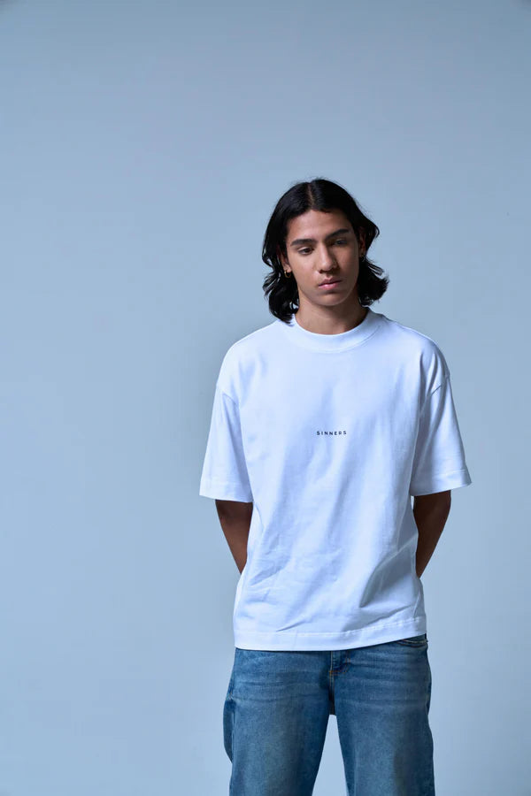 Sinners center logo white t-shirt