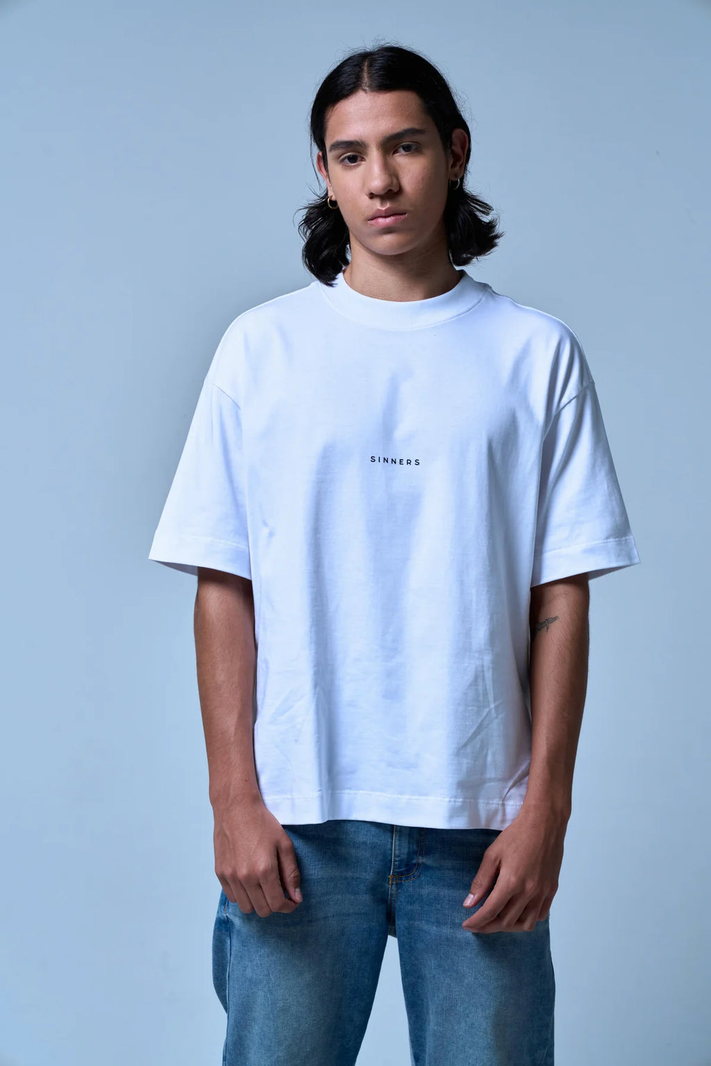 Sinners center logo white t-shirt