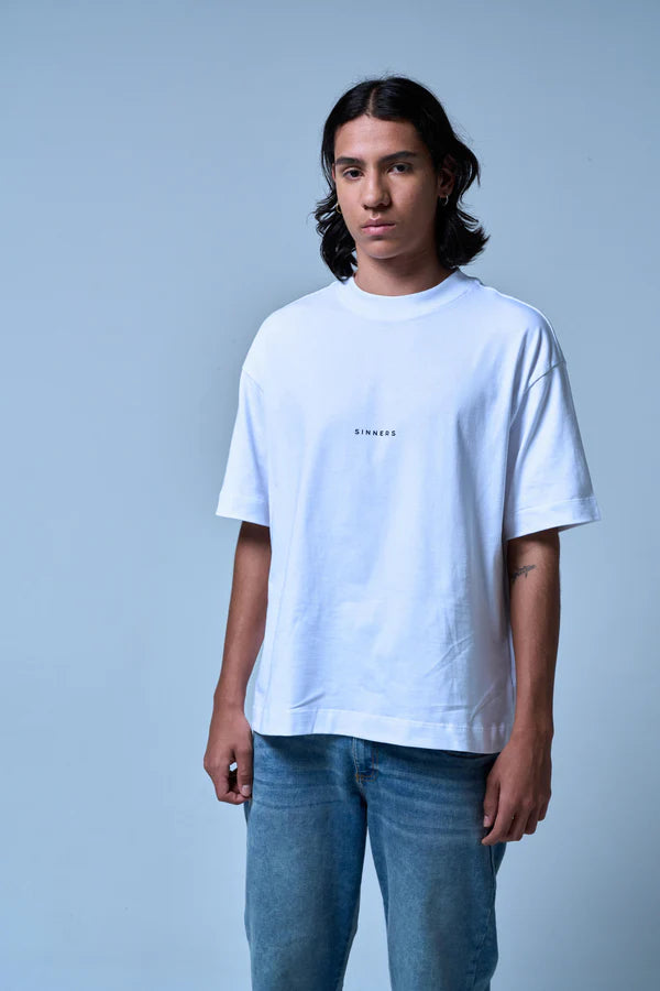 Sinners center logo white t-shirt