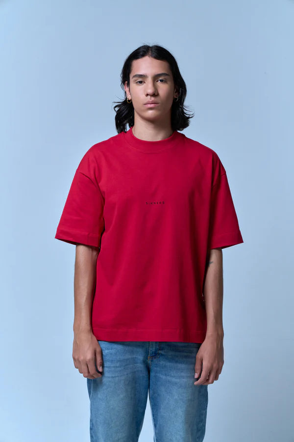 Sinners center logo red t-shirt