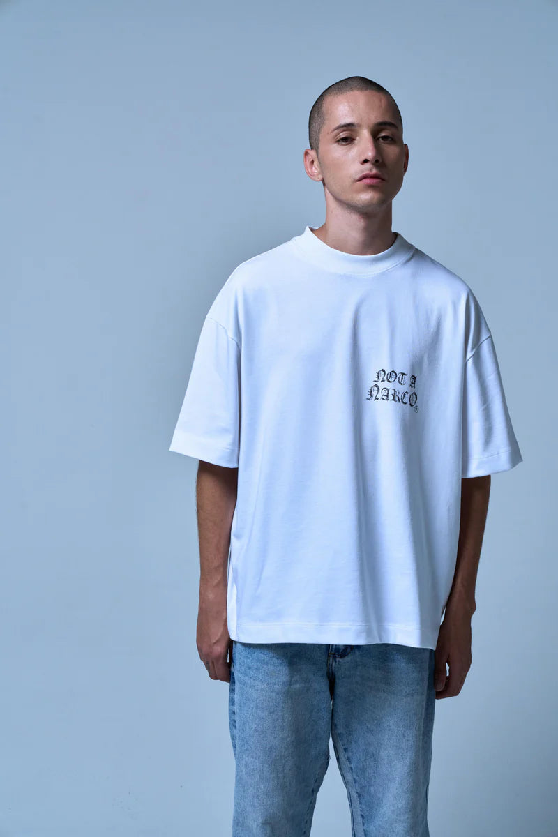 Sinners not a narco fw25 white t-shirt