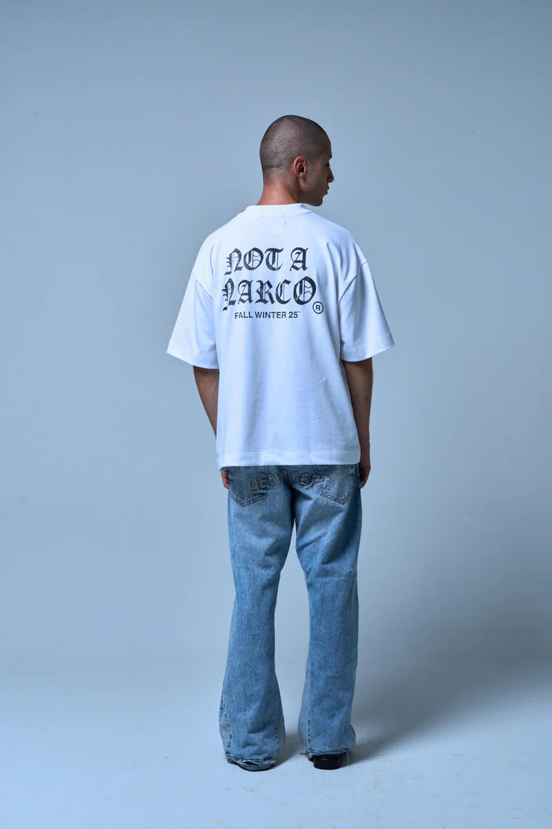 Sinners not a narco fw25 white t-shirt