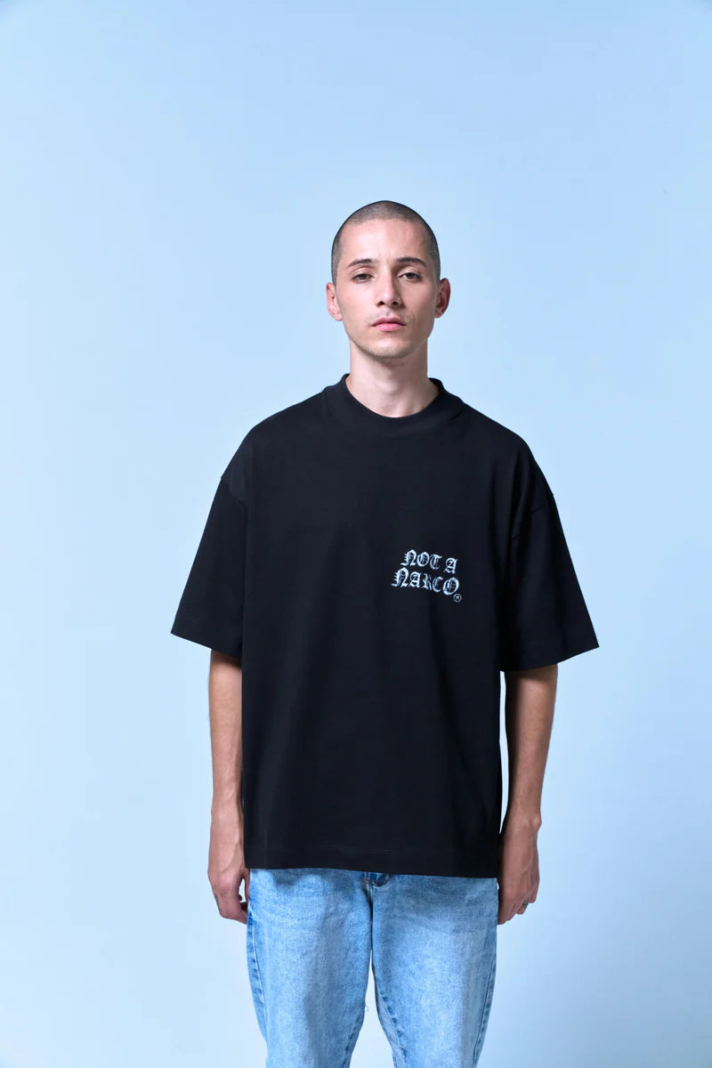 Sinners not a narco fw25 black t-shirt