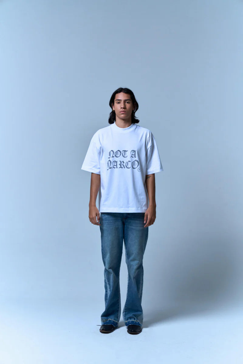 Sinners not a narco white t-shirt