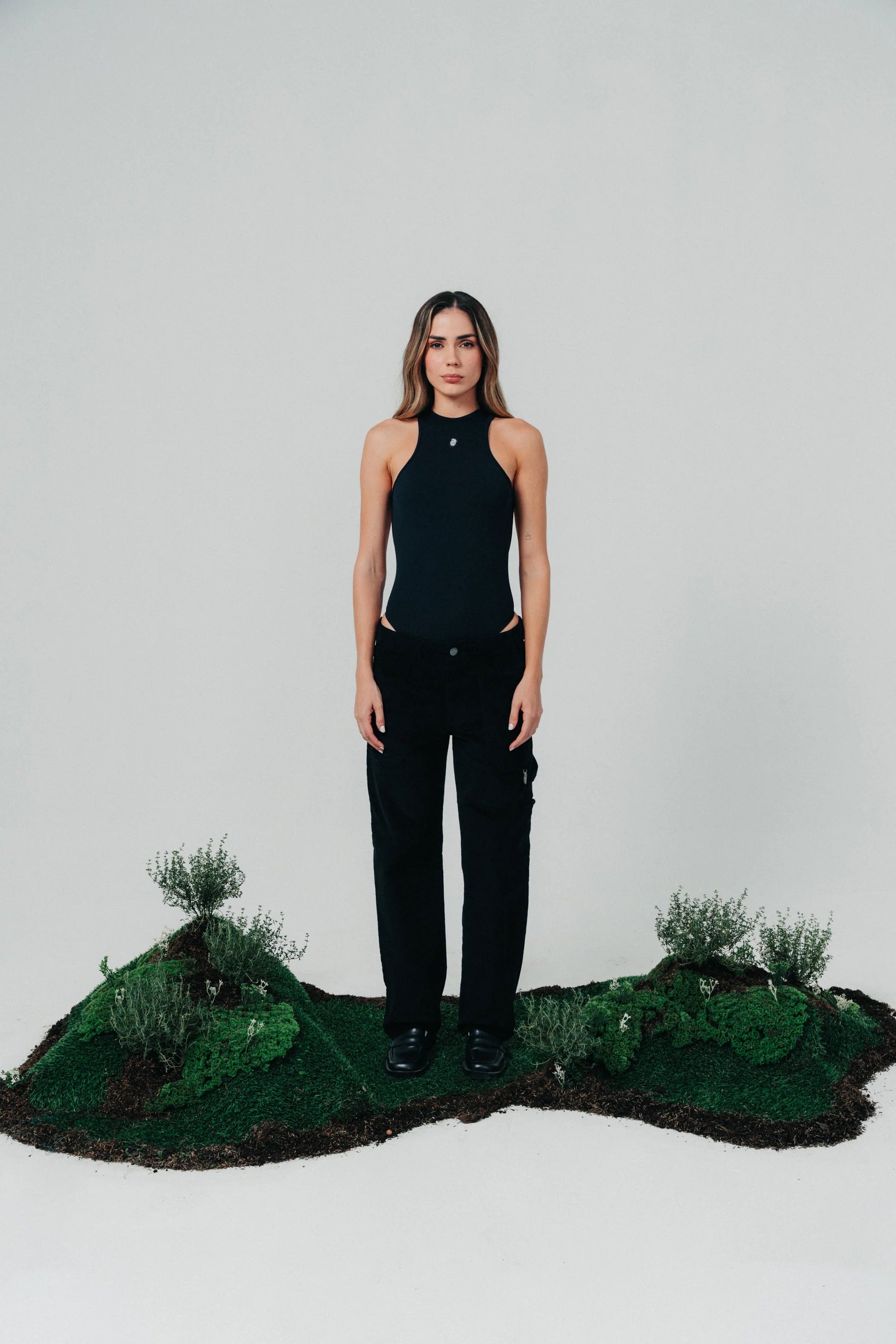 Blow up Sleeveless Bodysuit Black
