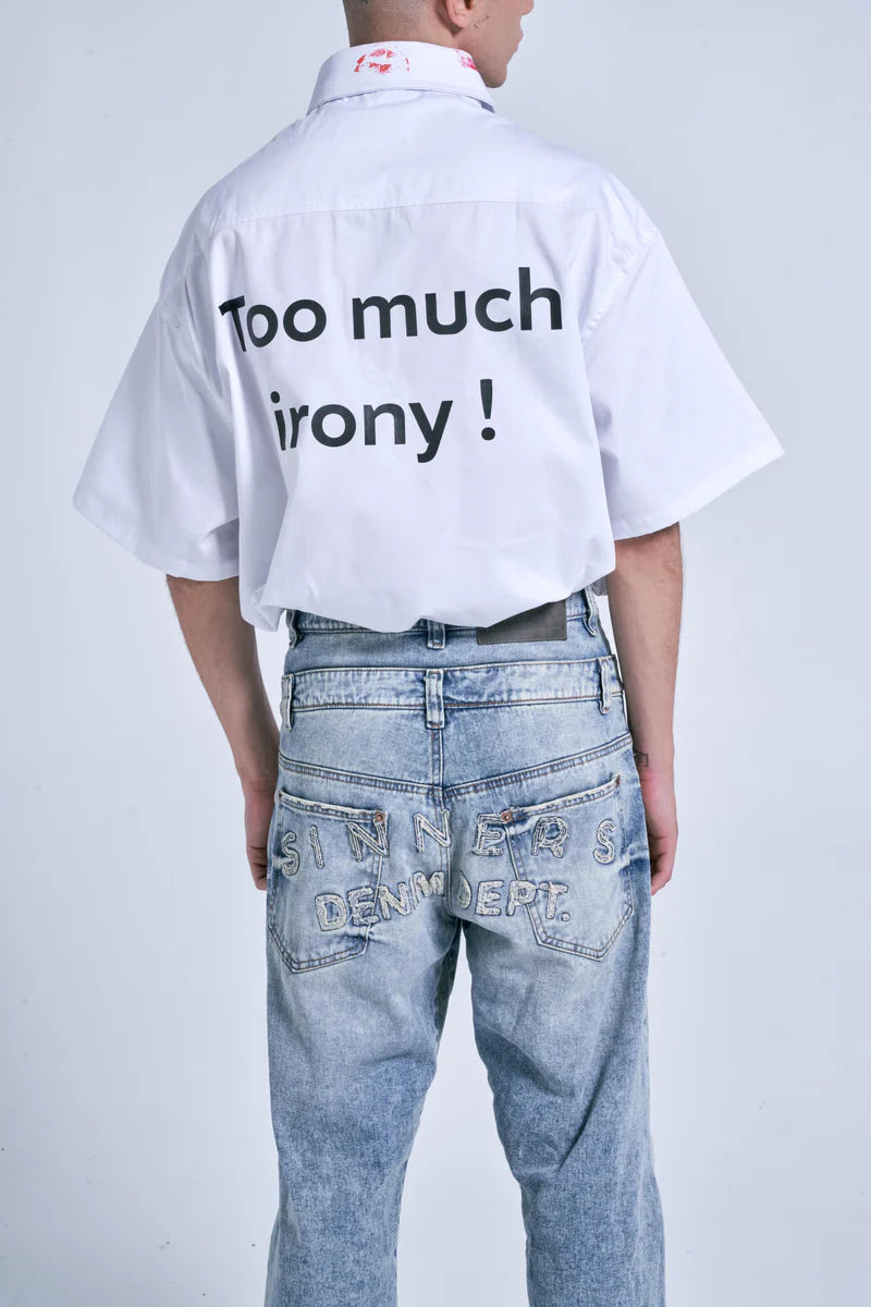 Sinners too much irony! white overshirt