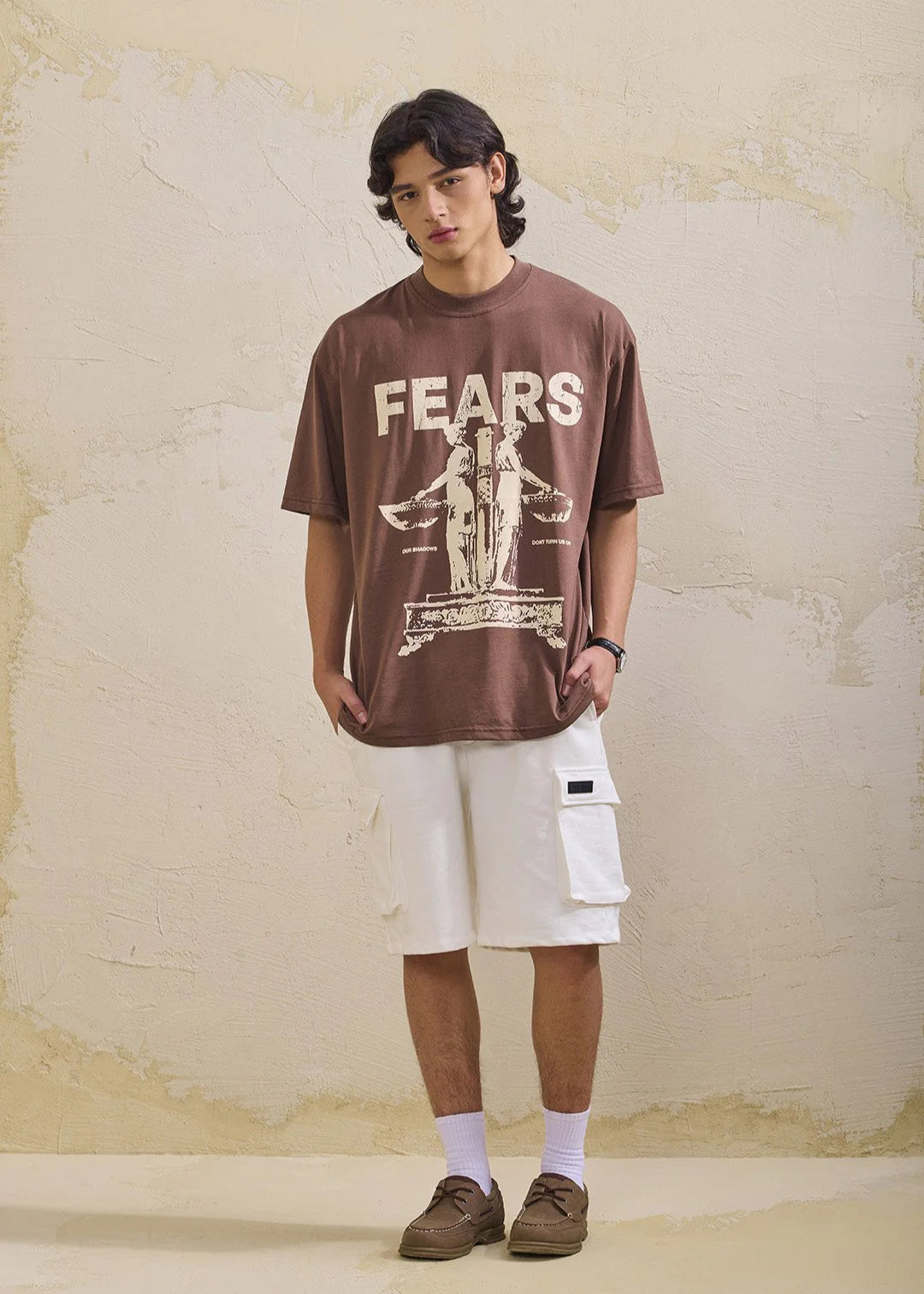 Fears Camiseta oversized our shadows- café