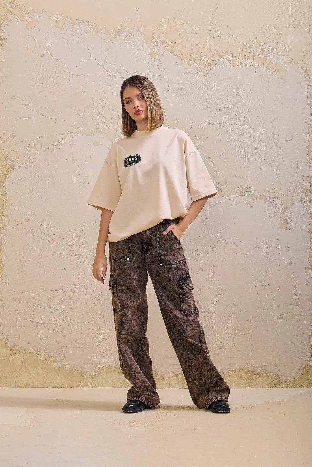 Fears Camiseta oversized courage- Crema