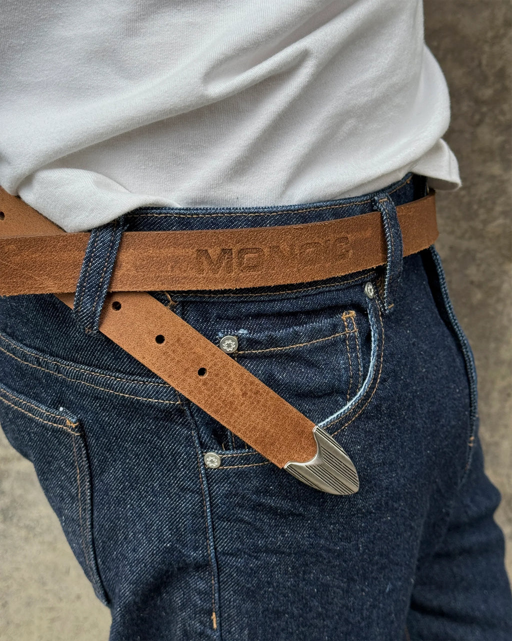 Monoic cinturón western en cuero - miel