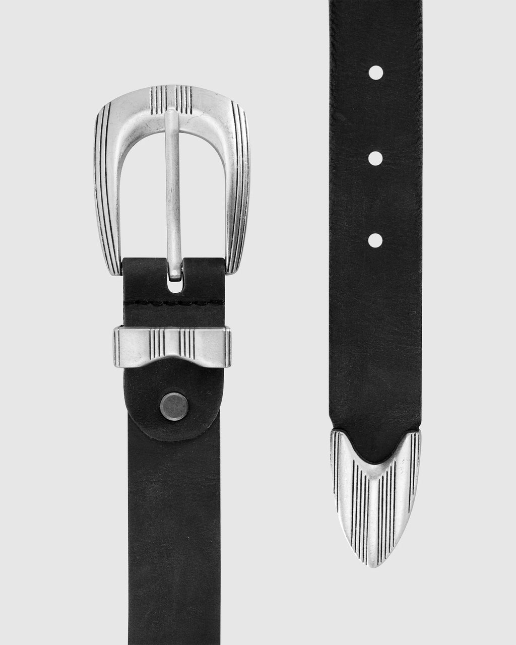 Monoic cinturón western en cuero - negro