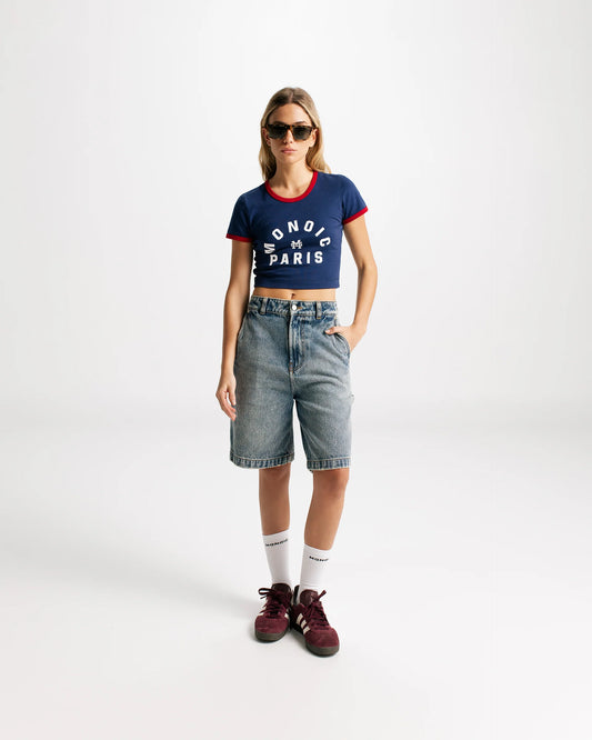 Monoic Crop Top Paris - Azul Navy y Rojo
