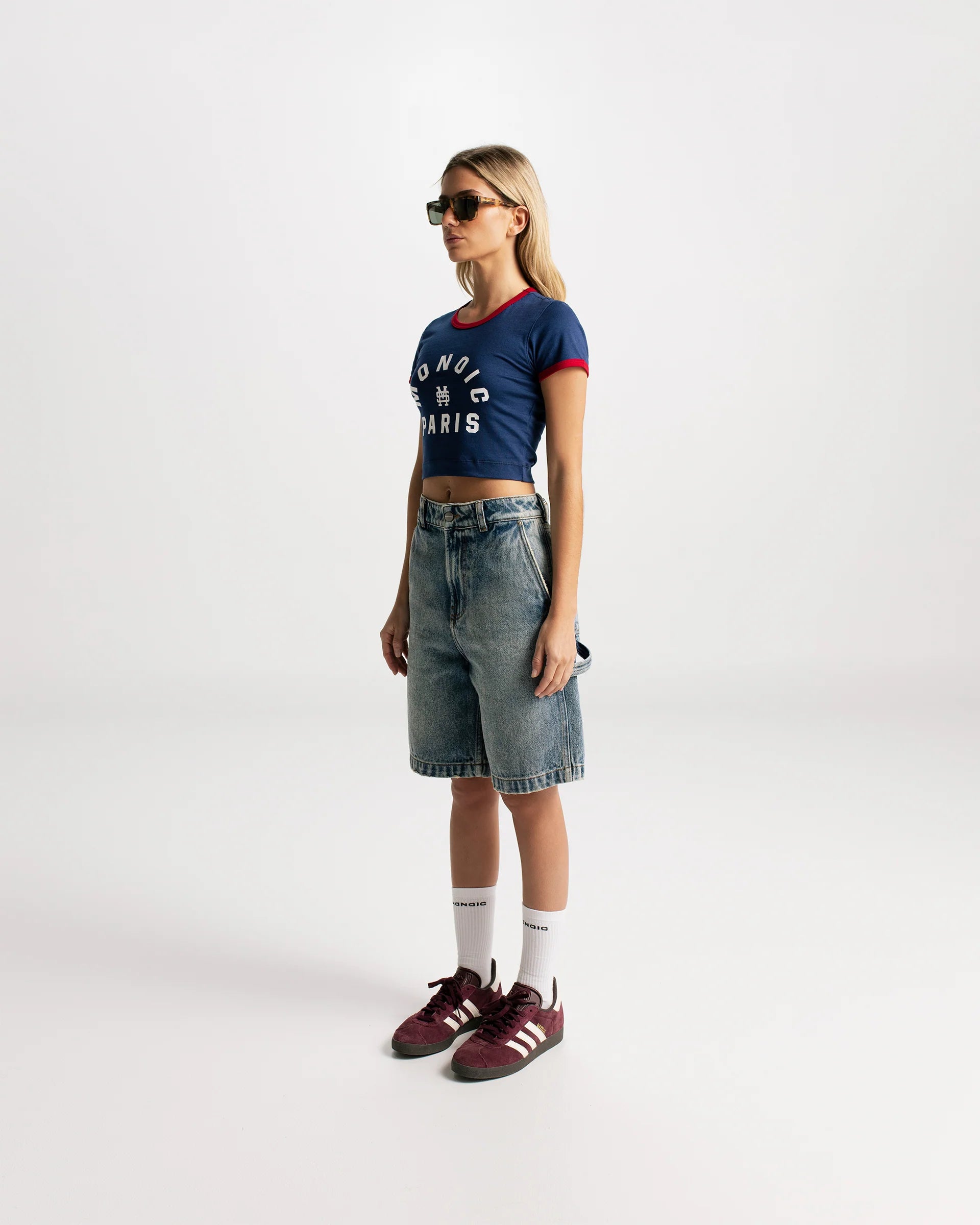 Monoic Crop Top Paris - Azul Navy y Rojo