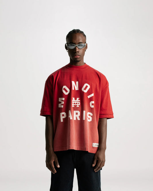 Monoic Camiseta Boxy Fit Monoic Paris Rojo Degradé