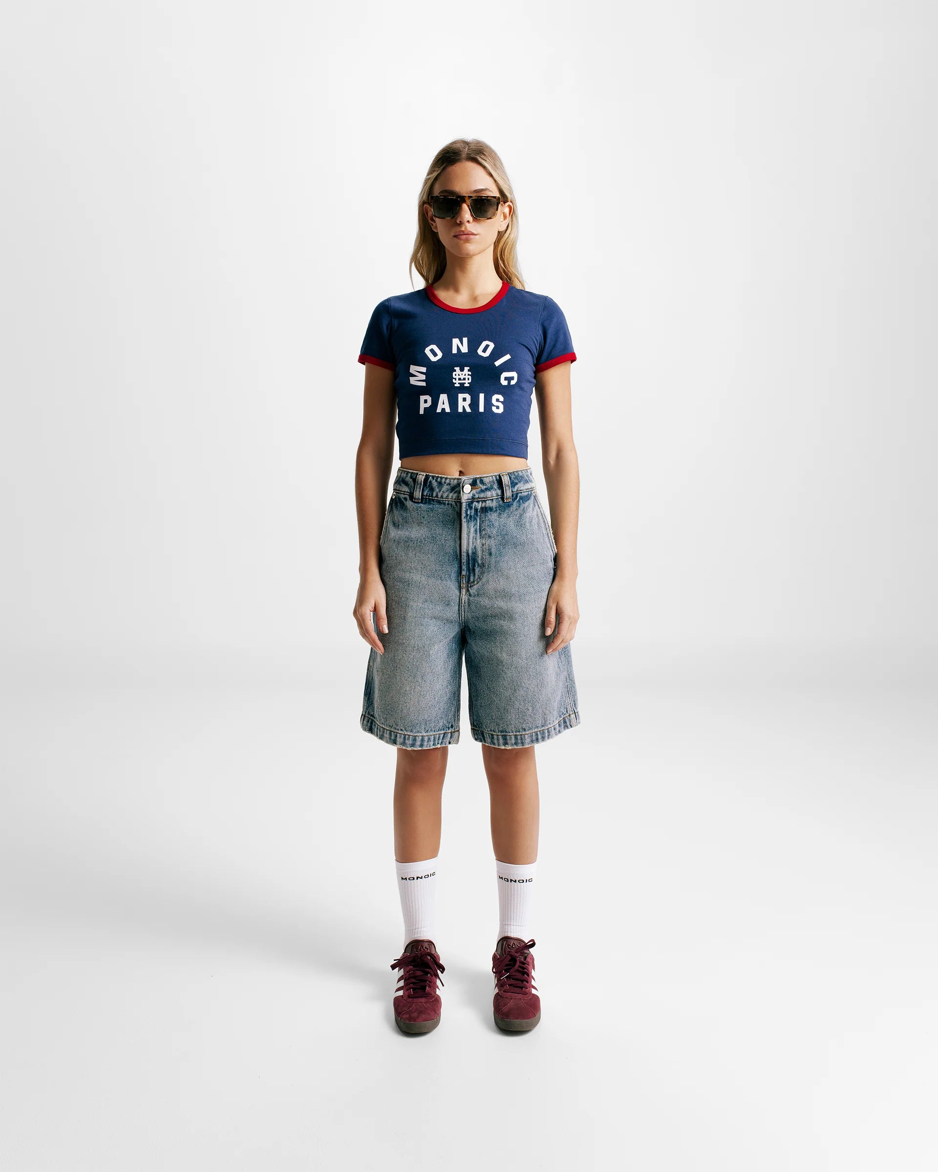 Monoic Crop Top Paris - Azul Navy y Rojo