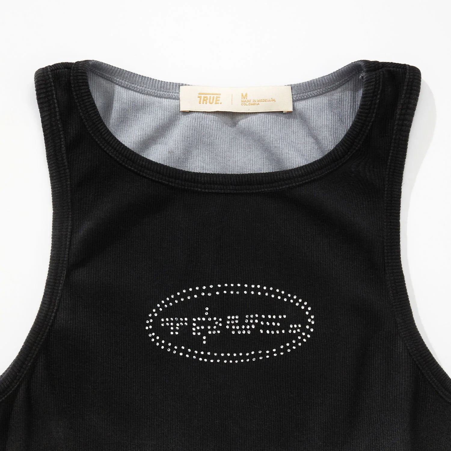 True gradient rhinestone tank top - black