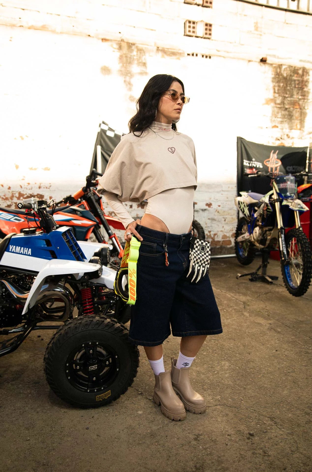 Culturewise crop top manga larga beige CWQ3CROPLS-B