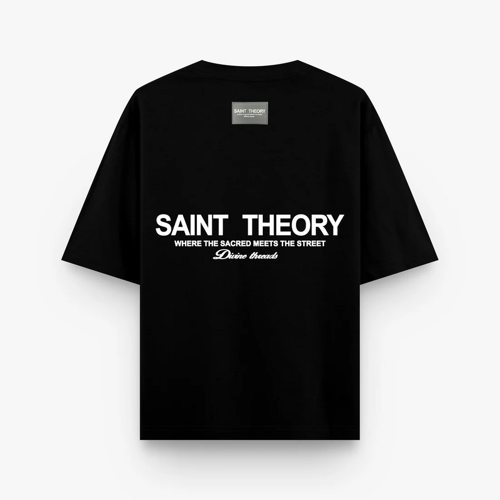 Saint Theory camiseta hilos divinos negro blanco