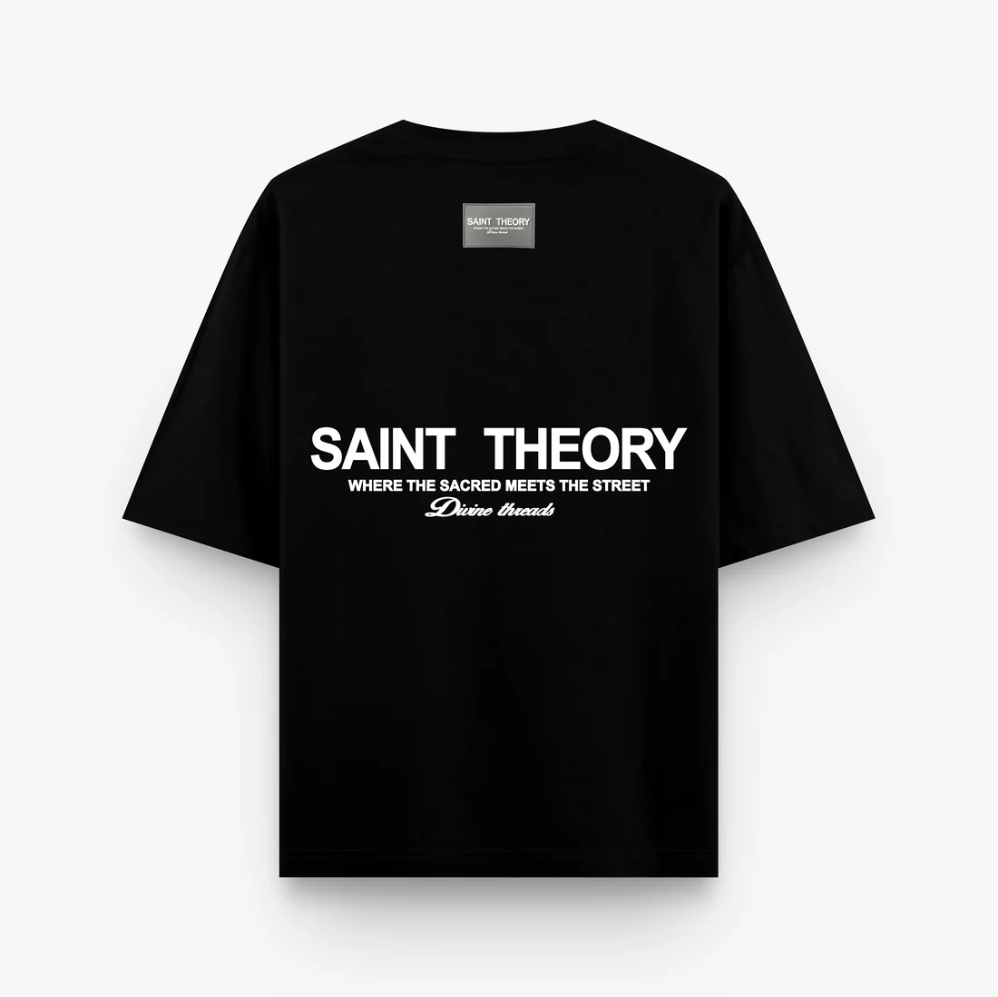 Saint Theory camiseta hilos divinos negro blanco