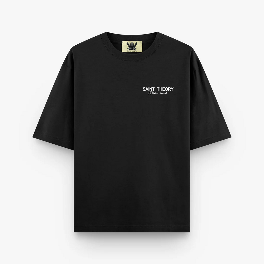 Saint Theory camiseta hilos divinos negro blanco
