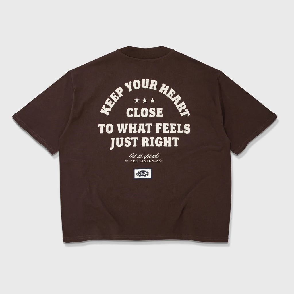 True Heart Boxy Tee - Brown