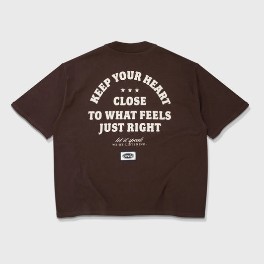 True Heart Boxy Tee - Brown