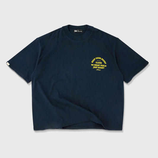 True Heart Boxy Tee - Navy Blue