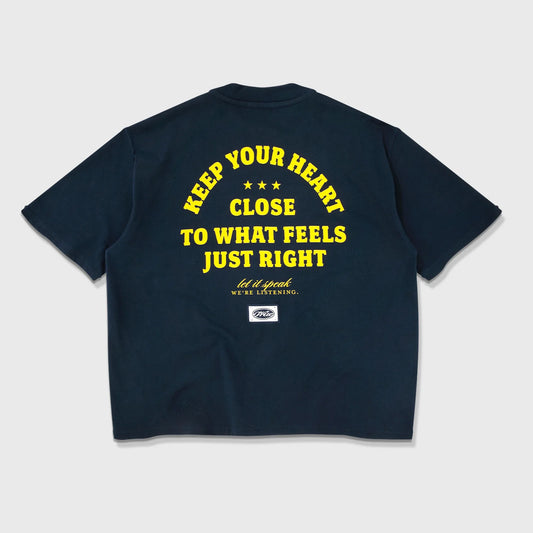 True Heart Boxy Tee - Navy Blue