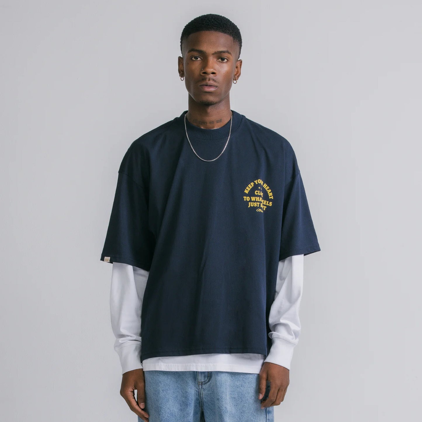 True Heart Boxy Tee - Navy Blue