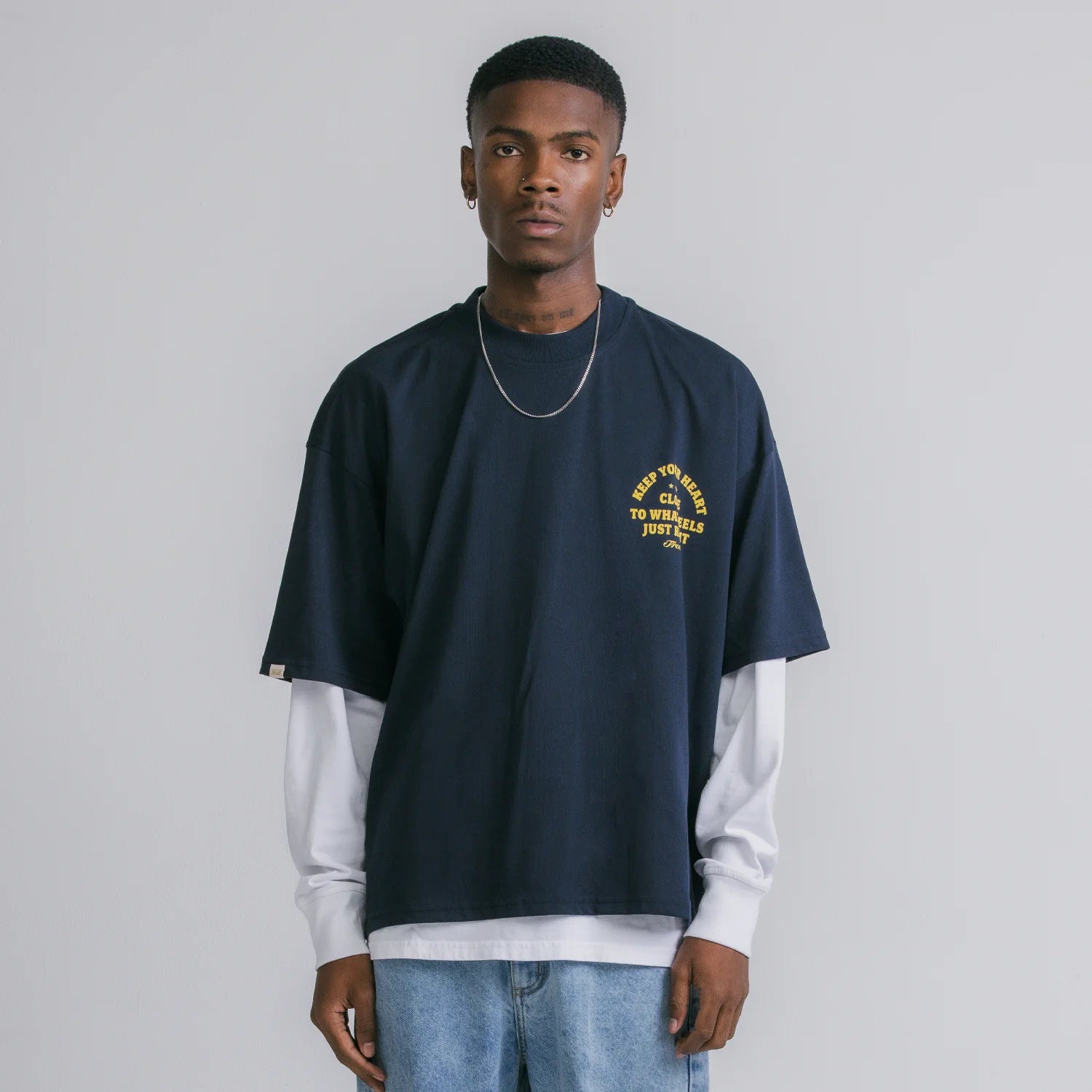 True Heart Boxy Tee - Navy Blue