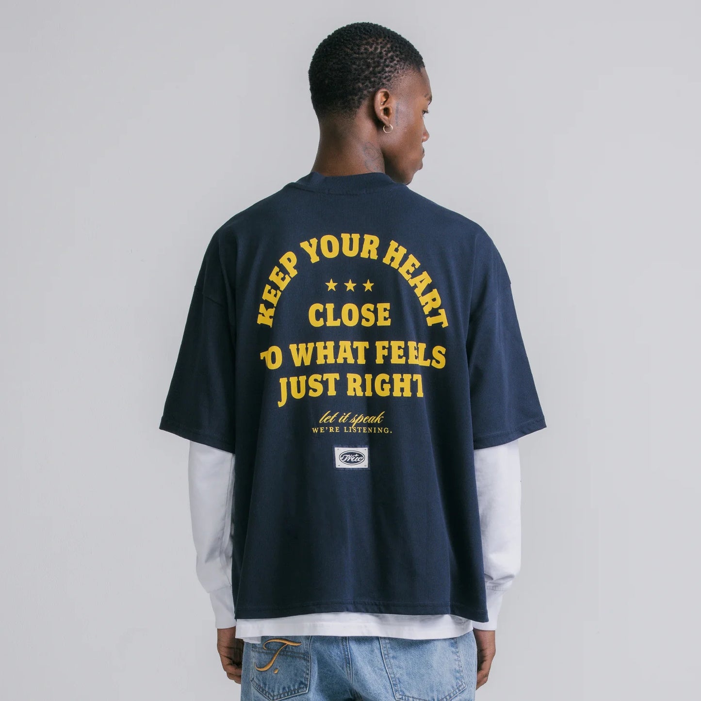 True Heart Boxy Tee - Navy Blue
