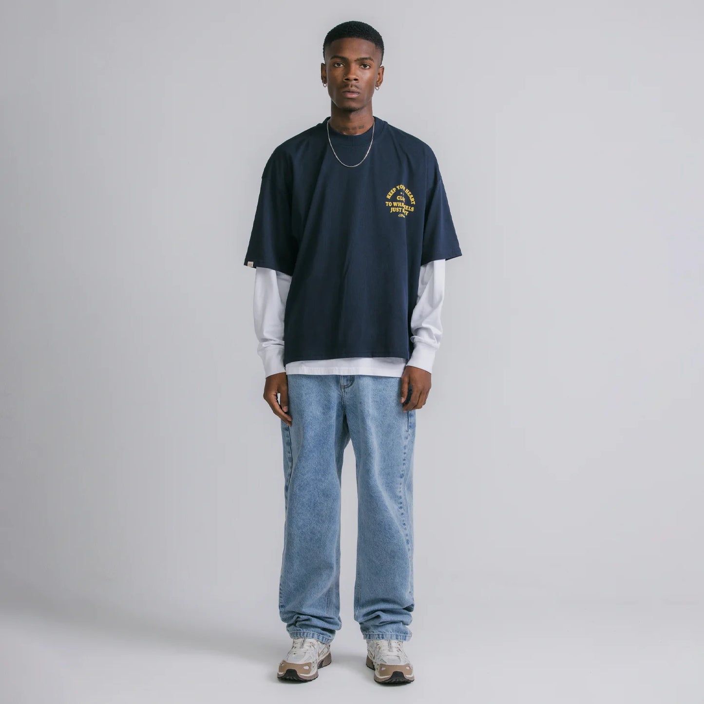 True Heart Boxy Tee - Navy Blue