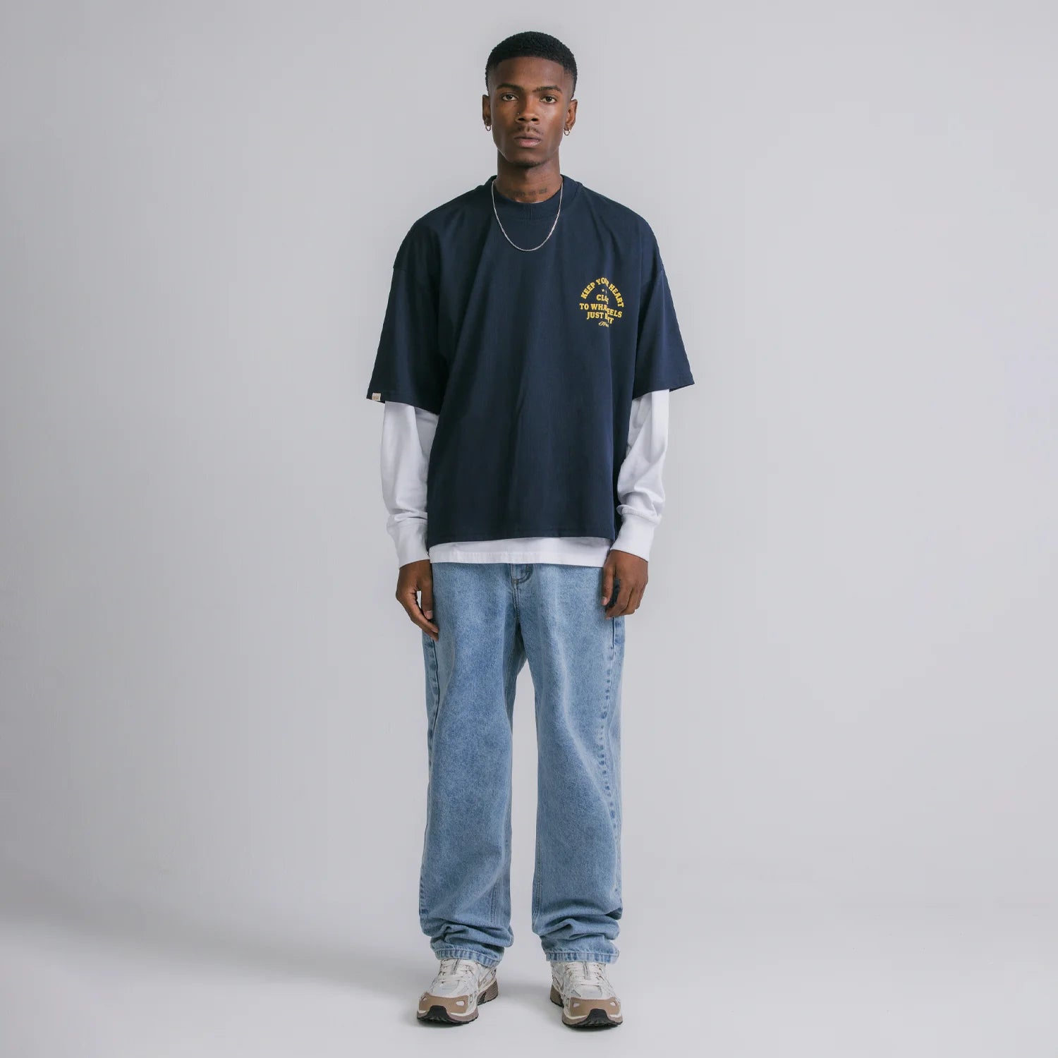 True Heart Boxy Tee - Navy Blue