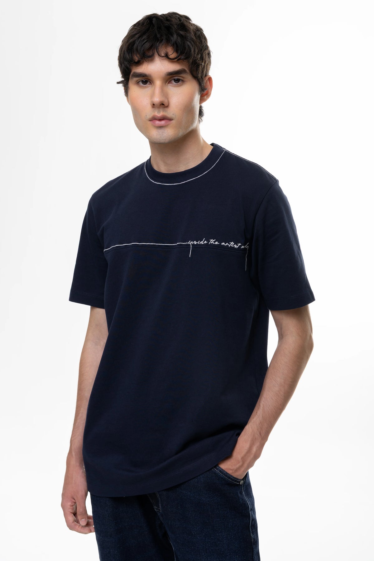 Artdist Stroke Navy Regular Fit T-Shirt