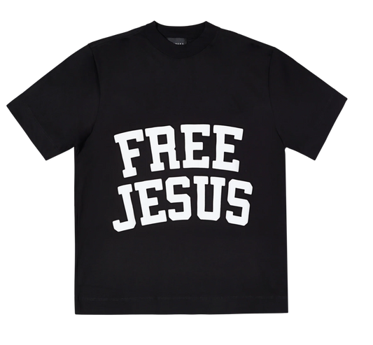 Sinners free jesus black t-shirt