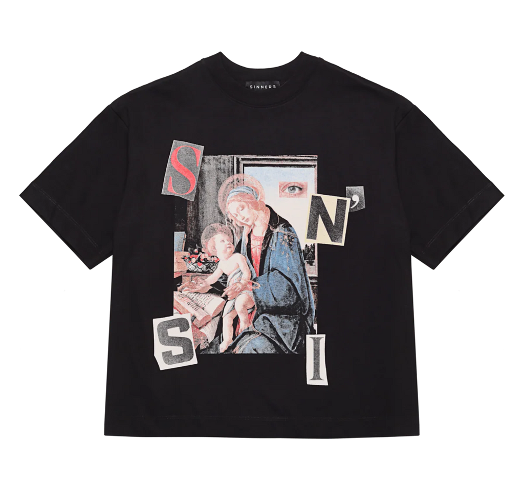 Sinners surrealism black t-shirt