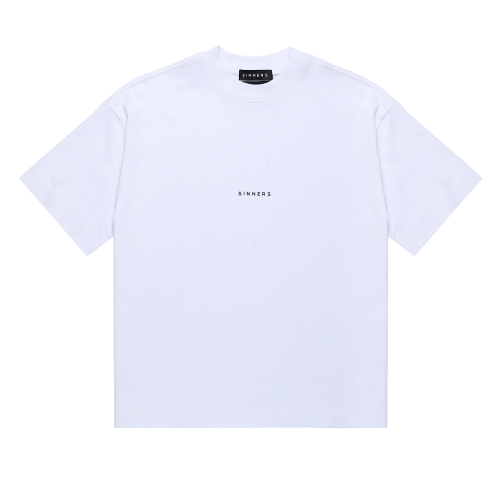 Sinners center logo white t-shirt