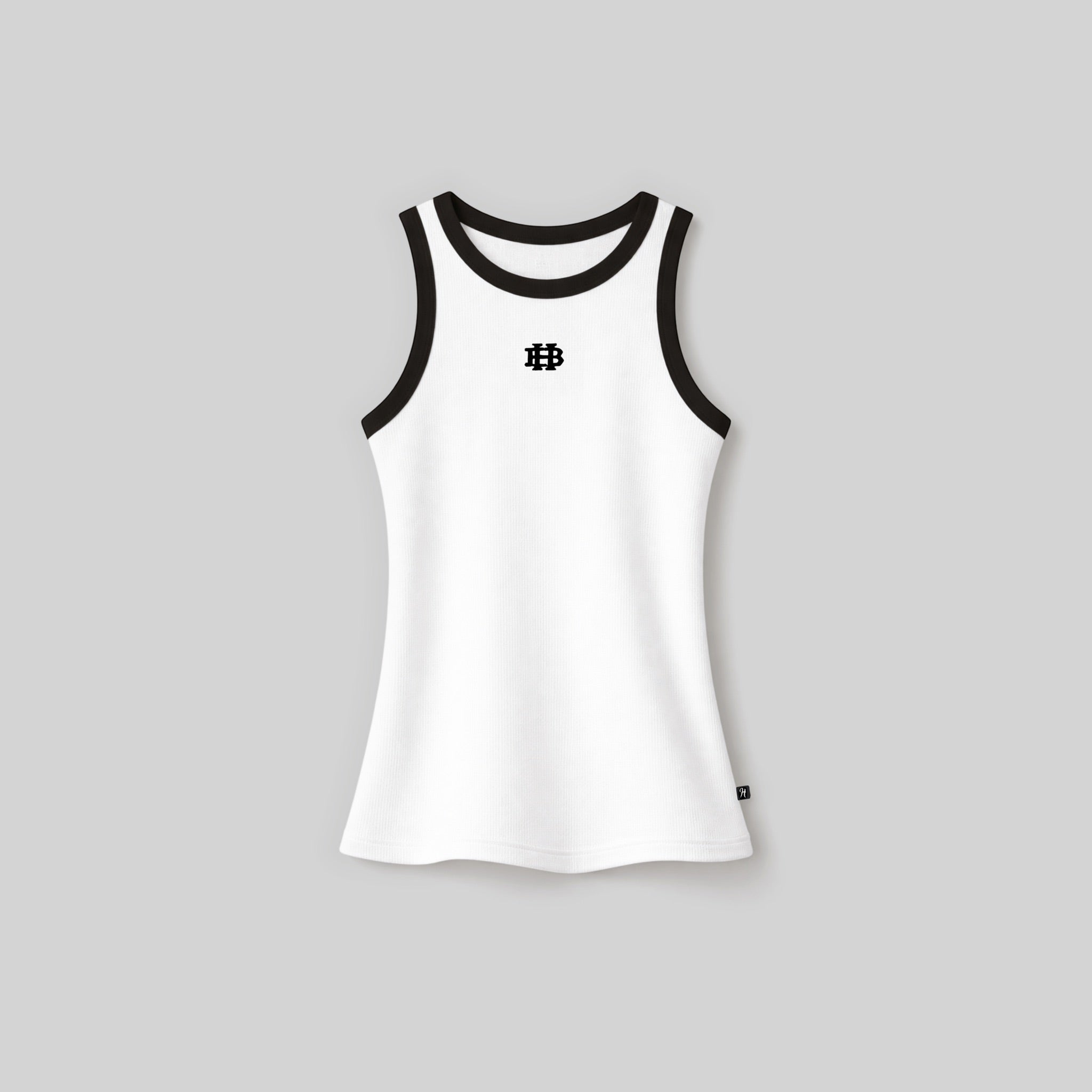 Hooded Ribbed White Tank Top