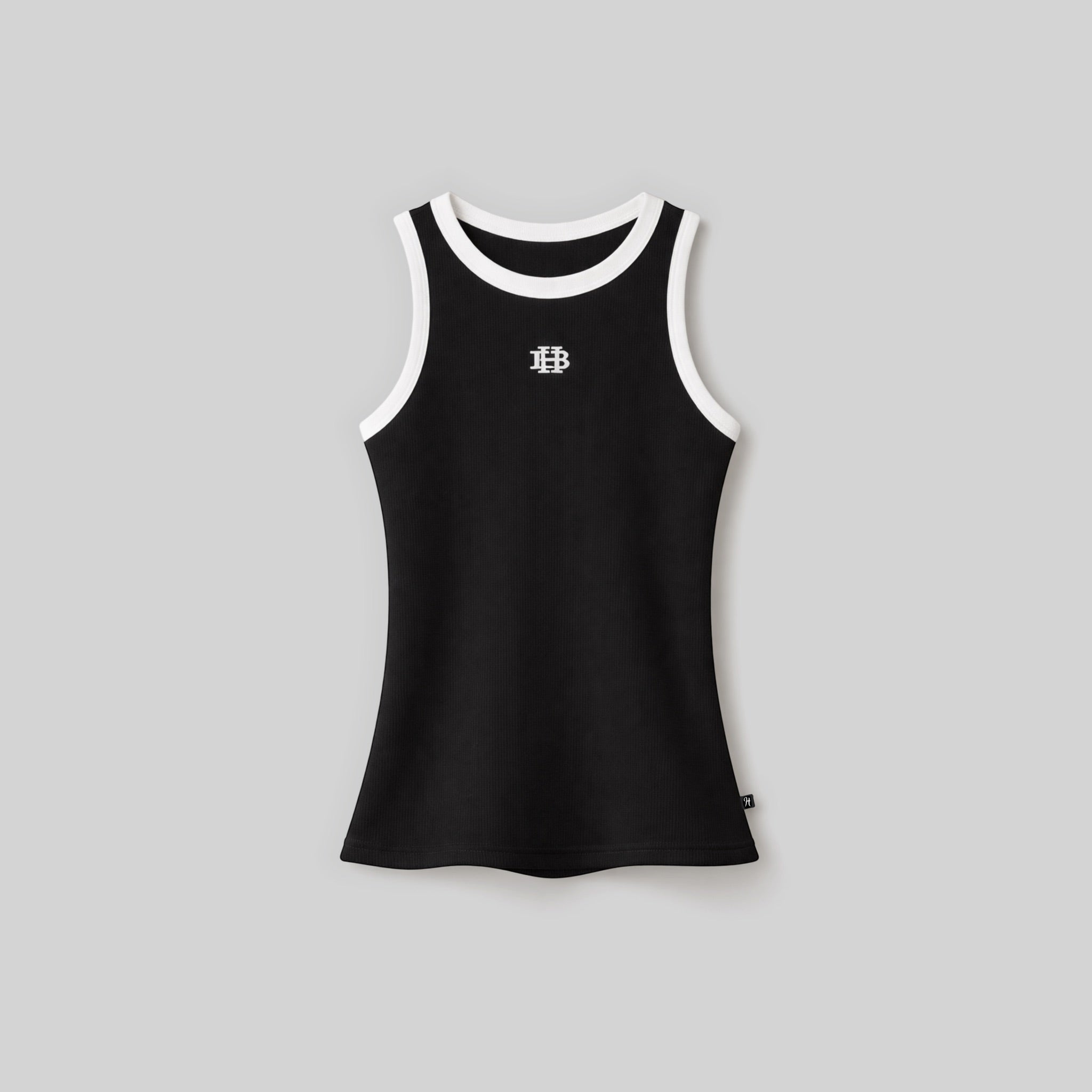 Hooded Ribbed Black Tank Top