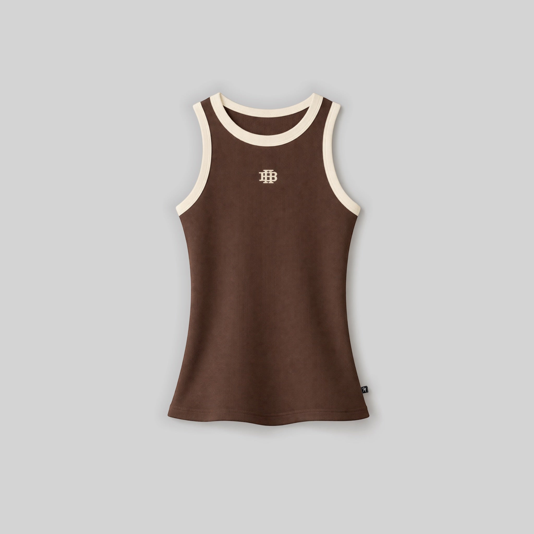 Hooded Ribbed Coffee Tank Top