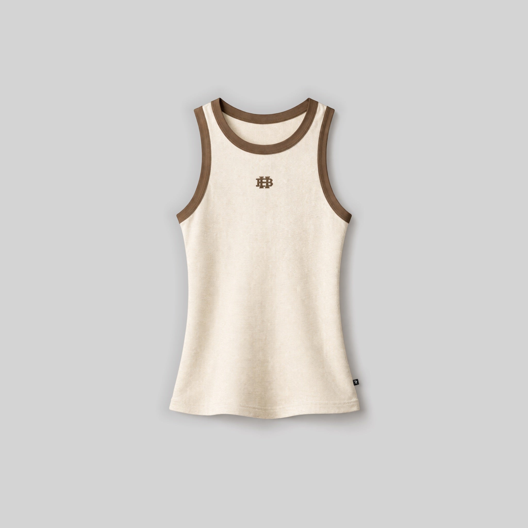 Hooded Ribbed Cream Tank Top