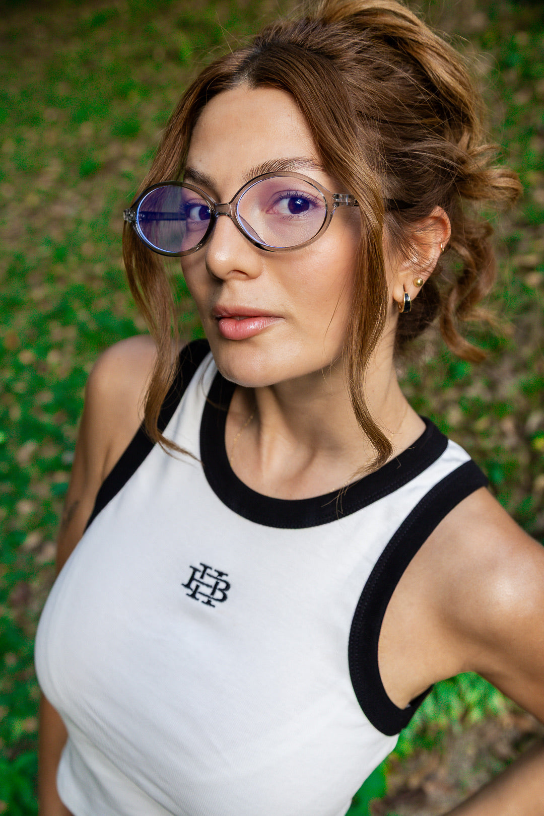 Hooded Ribbed White Tank Top