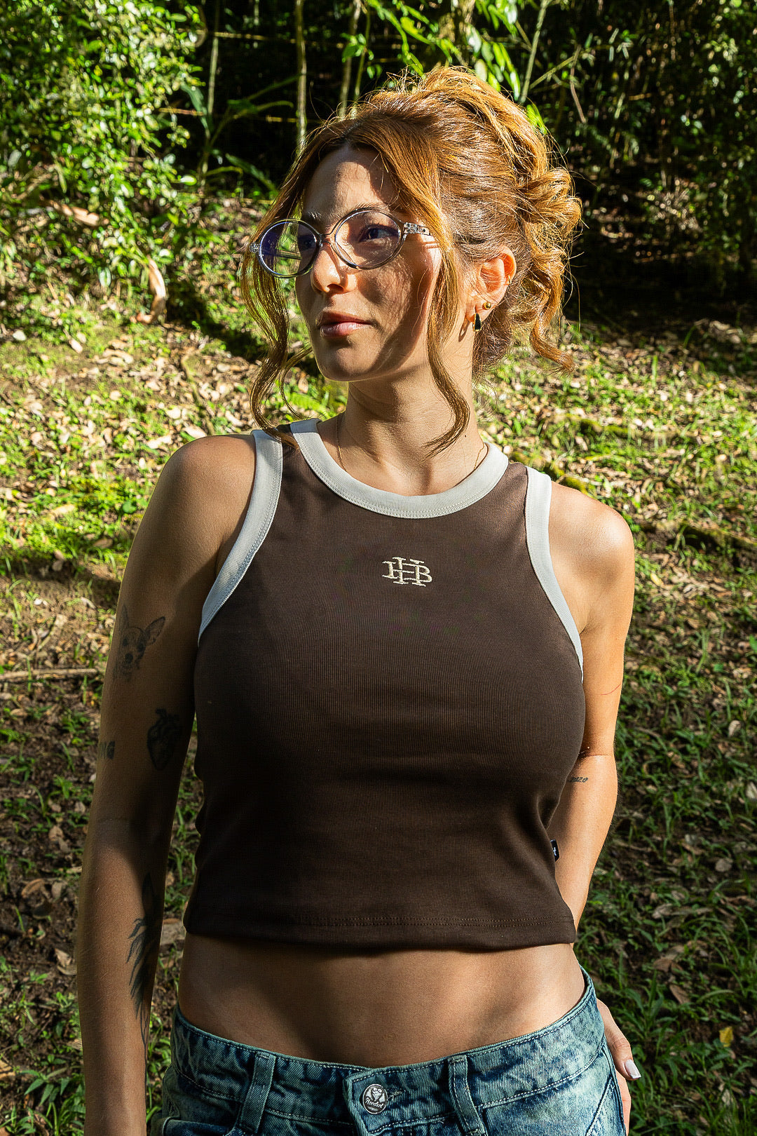 Hooded Ribbed Coffee Tank Top