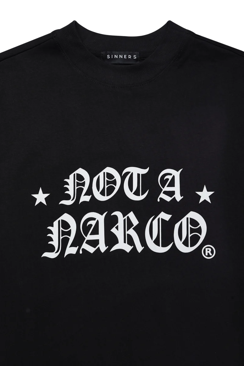 Sinners not a narco star black t-shirt