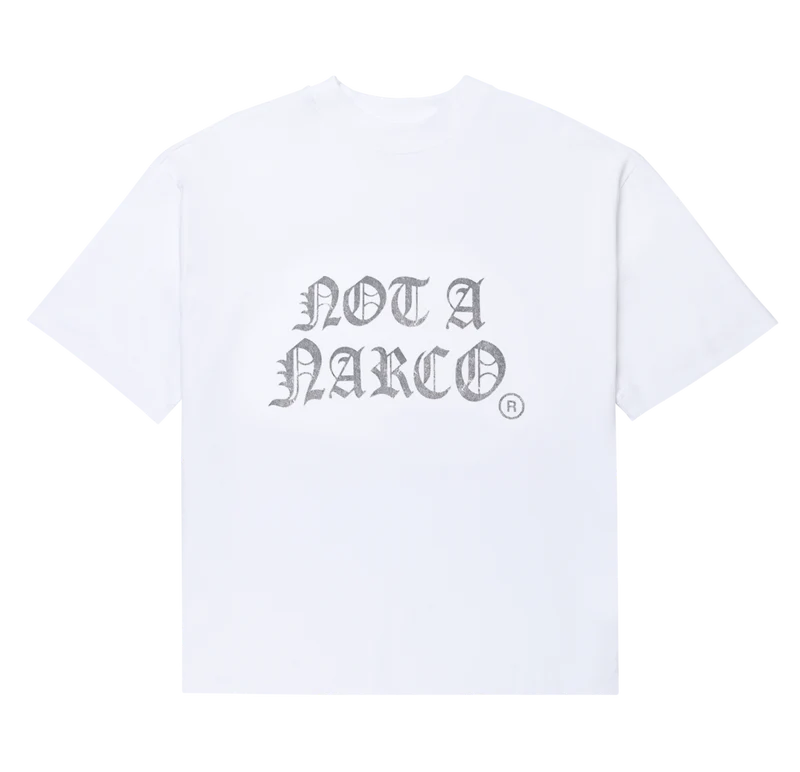 Sinners not a narco white t-shirt