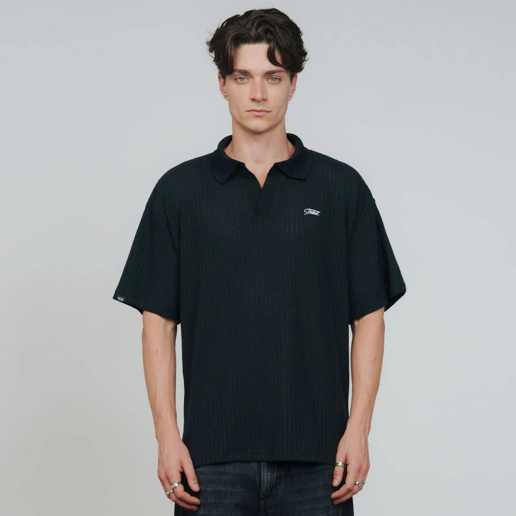 True knit resort polo - black