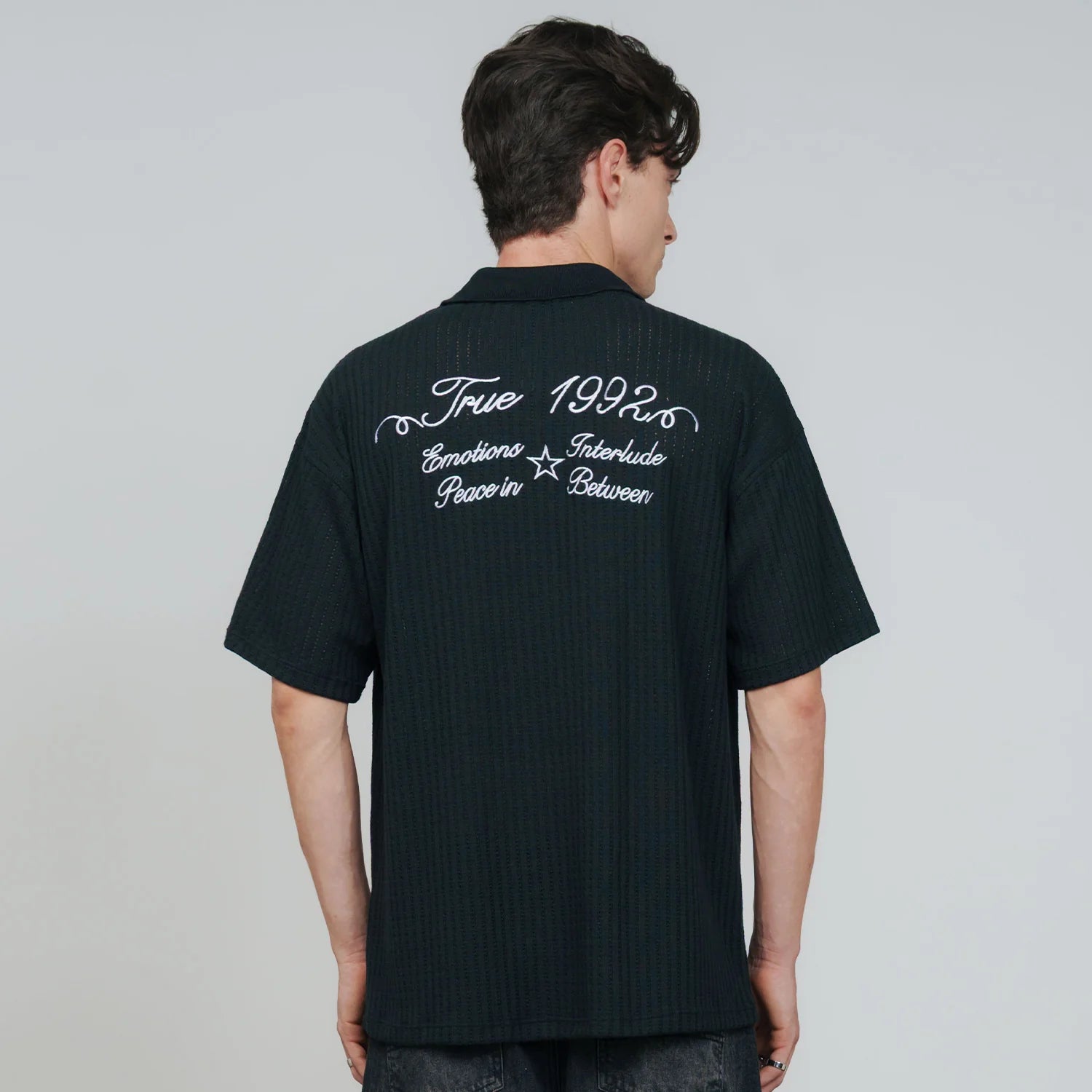 True knit resort polo - black