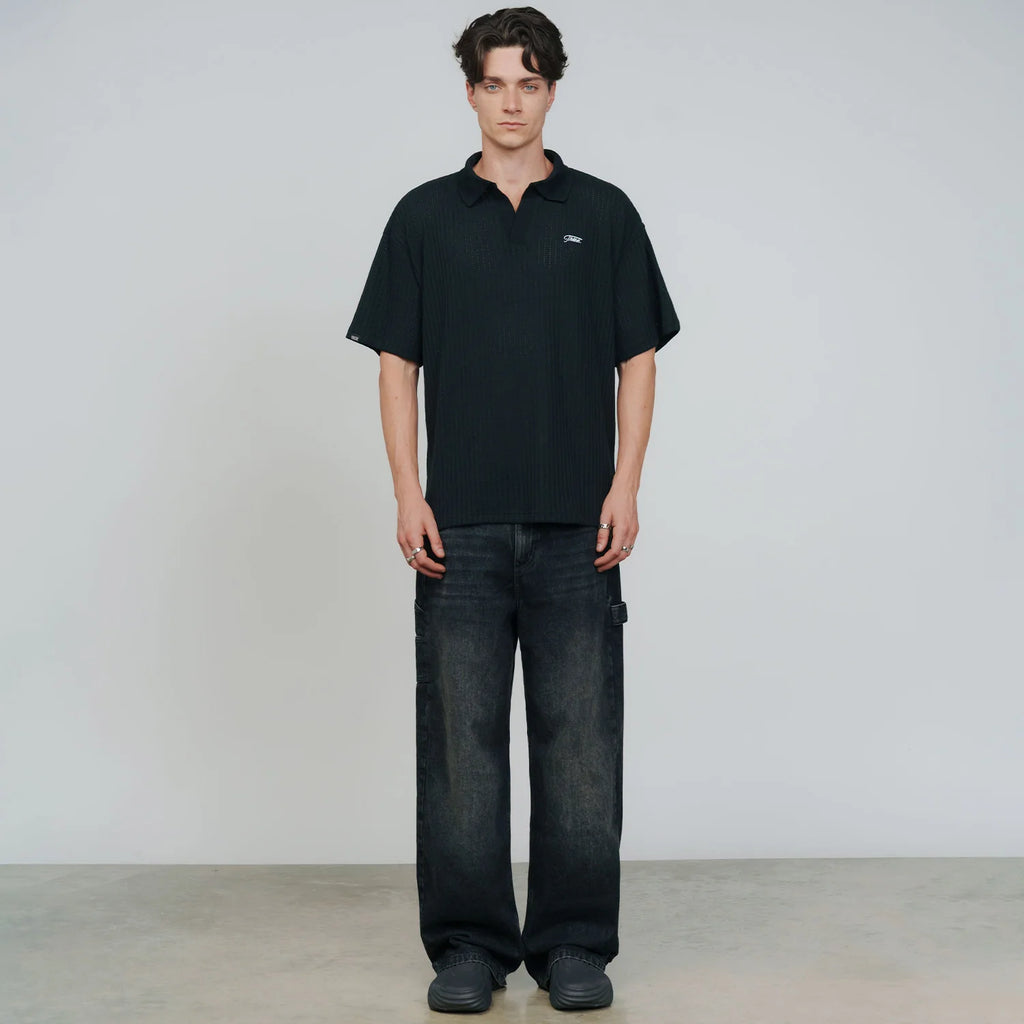 True knit resort polo - black