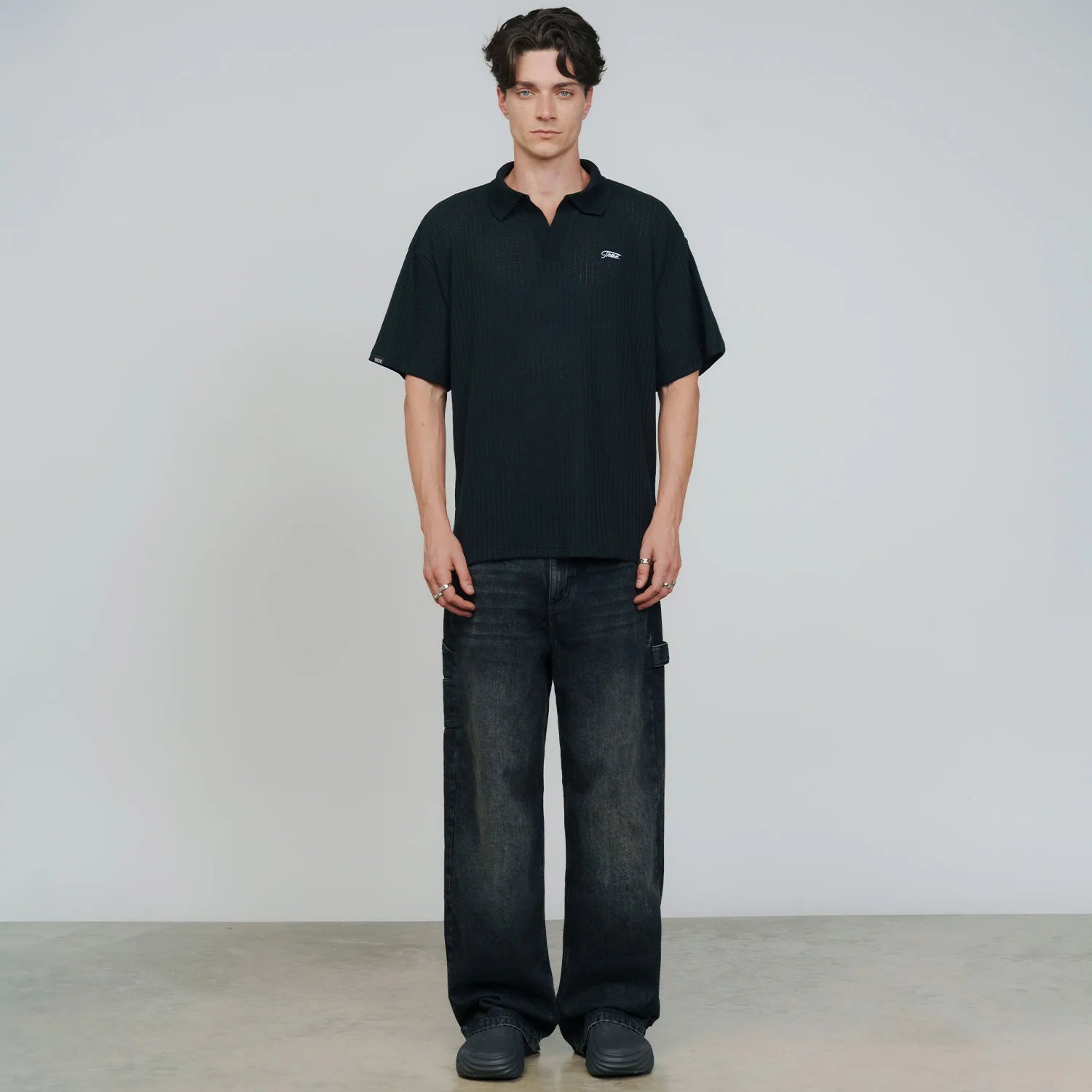 True knit resort polo - black