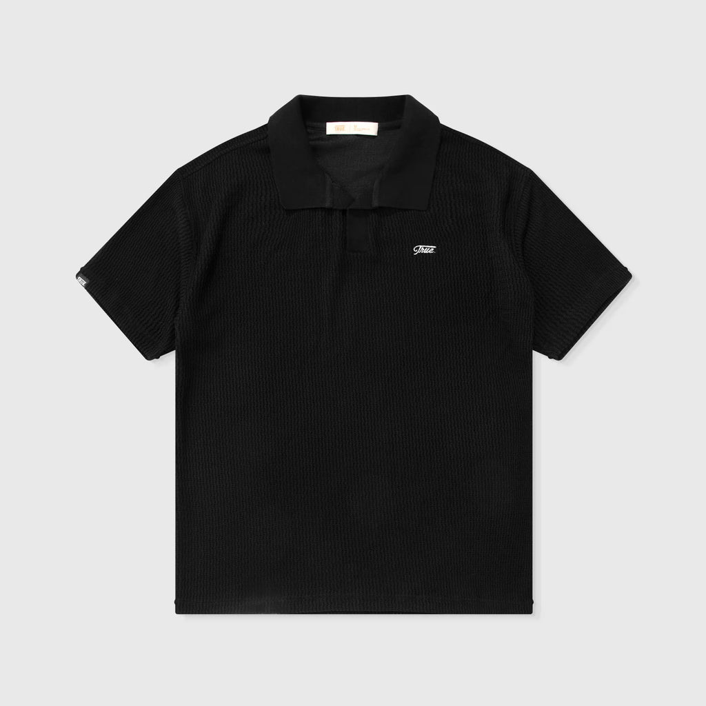 True knit resort polo - black