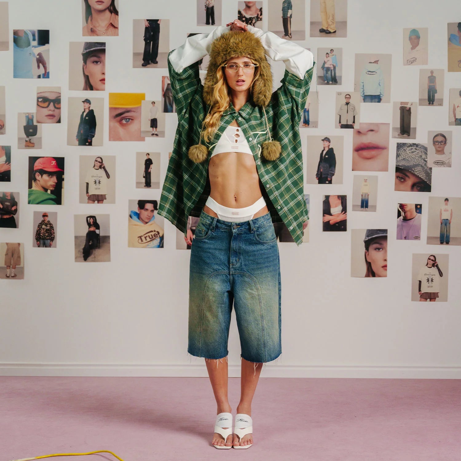 True Slashed Denim Jorts - Blue